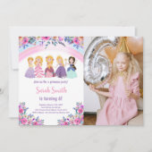 Roze foto Floral Princess Birthday - uitnodigingen (Voorkant)