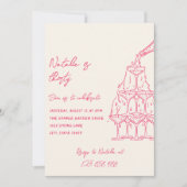 Roze Foto getrokken Champagne Tower Dertig Verjaar Kaart (Voorkant)