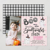 Roze Foto Ghost Spooktacular Halloween Verjaardag Kaart (Voorkant / Achterkant)