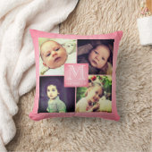 Roze foto girly monogramed collage kussen (Deken)