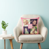 Roze foto girly monogramed collage kussen (Stoel)