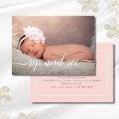 Roze foto-Girly Sip en zie Baby shower roze Kaart