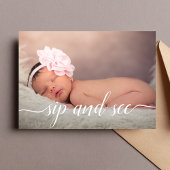 Roze foto-Girly Sip en zie Baby shower roze Kaart