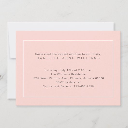 Roze foto-Girly Sip en zie Baby shower roze Kaart (Achterkant)