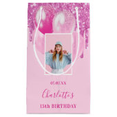 Roze foto glitterspetters meisje klein cadeauzakje (Voorkant)