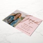 Roze Foto Grad Feest Folie Uitnodiging (Gedraaid)