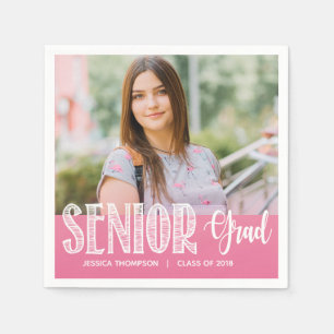 Roze Foto Graduation Party Papieren servetten