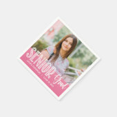 Roze Foto Graduation Party Papieren servetten (Hoek)