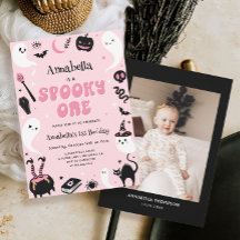 Roze Foto Halloween Spooky One 1st Birthday
