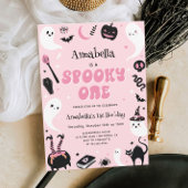 Roze Foto Halloween Spooky One 1st Birthday Kaart