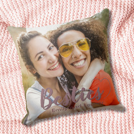 Roze Foto Hart Aandenken voor Beste Vriendinnen Kussen