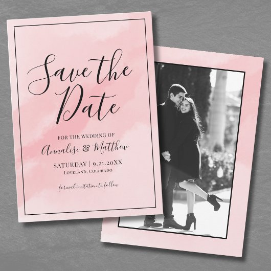 Roze Foto Huwelijk Save The Date Kaart