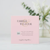 Roze Foto Huwelijksuitnodiging QR Code Bewaar Datu (Staand voorkant)