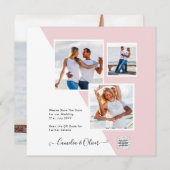 Roze Foto Huwelijksuitnodiging QR Code Bewaar Datu (Voorkant / Achterkant)