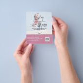 Roze Foto Huwelijksuitnodiging QR Code Bewaar Datu Flyer (Hand)