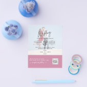 Roze Foto Huwelijksuitnodiging QR Code Bewaar Datu Flyer (Enkel)