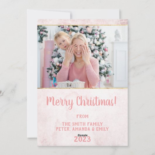  Roze Foto Kerst Feestdagenkaart (Achterkant)