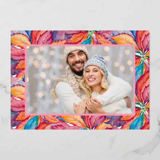 Roze Foto Kerst Kaarten  Online (Achterkant)