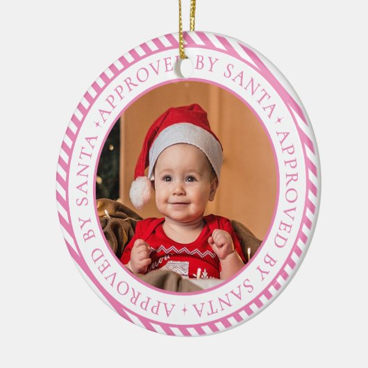 Roze Foto Kerstman's Leuke Lijst Lid Kerstmis Keramisch Ornament (Links)