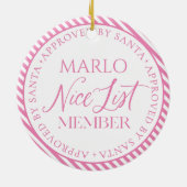 Roze Foto Kerstman's Leuke Lijst Lid Kerstmis Keramisch Ornament (Achterkant)