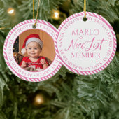 Roze Foto Kerstman's Leuke Lijst Lid Kerstmis Keramisch Ornament