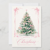 Roze Foto Kerstmis Feestdagenkaart (Voorkant)