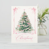 Roze Foto Kerstmis Feestdagenkaart (Staand voorkant)