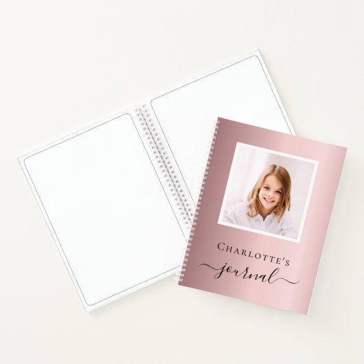 Roze foto kinderen typografie notitieboek (Binnen)