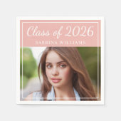 Roze Foto Klas van 2026 Afstudeerfeest Servetten (Voorkant)