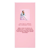 Roze foto leuke feiten verjaardagsmenu kaart (Achterkant)