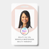 Roze foto logo personeels-ID Badge (Voorzijde)