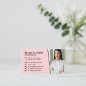 Roze Foto Logo Professioneel Visitekaartje (Staand voorkant)