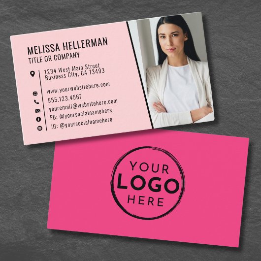 Roze Foto Logo Professioneel Visitekaartje