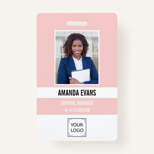 Roze | Foto Medewerker Logo of QR CODE Beveiliging Badge (Voorkant)