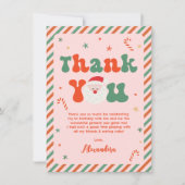 Roze Foto Meisje Kerstfeest Bedankkaart (Voorkant)