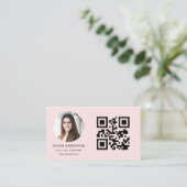 Roze Foto met QR-code Social Media Visitekaartje (Staand voorkant)