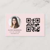 Roze Foto met QR-code Social Media Visitekaartje (Voorkant)
