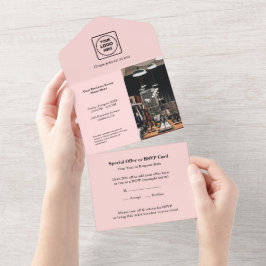 Roze Foto | Modern Eenvoudig Bedrijfs Alles In  All In One Uitnodiging