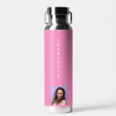 Roze foto naam wit waterfles (Voorkant)