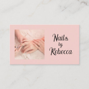Roze Foto Nagelstylist Zwarte Script Visitekaartje