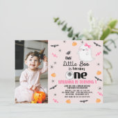 Roze Foto Onze Kleine Boo Halloween 1e Verjaardag Kaart (Staand voorkant)
