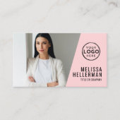 Roze Foto QR Code Bedrijf Uw Logo Visitekaartje (Voorkant)