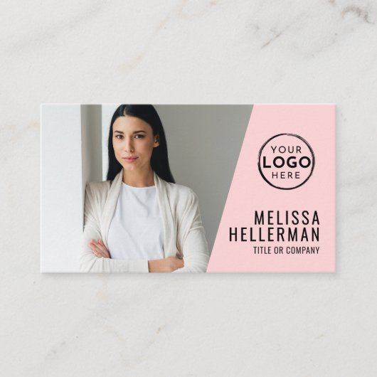 Roze Foto QR Code Bedrijf Uw Logo Visitekaartje (Voorkant)