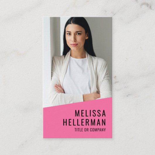 Roze Foto QR Code Company Logo Vertical Visitekaartje (Voorkant)