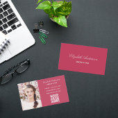 Roze foto qr code elegant visitekaartje