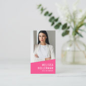 Roze Foto QR Code Logo Verticaal Visitekaartje (Staand voorkant)