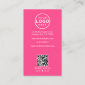 Roze Foto QR Code Logo Verticaal Visitekaartje (Achterkant)
