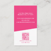 Roze Foto QR Code Verticaal Visitekaartje (Achterkant)