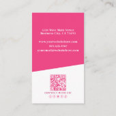 Roze Foto QR Code Verticaal Visitekaartje (Achterkant)