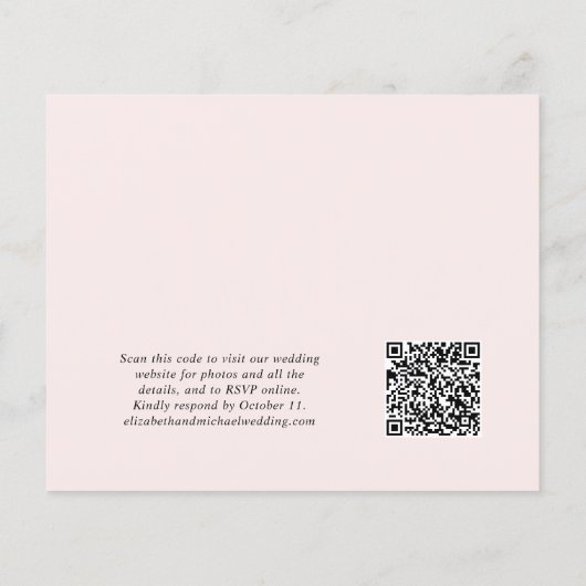 Roze foto QR Code Weddenschappen Reception Invitat (Achterkant)